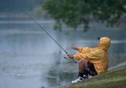 Fishing in the rain